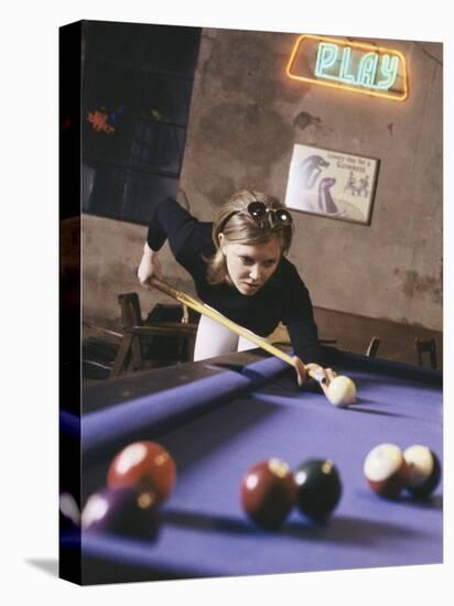 Woman Shooting Pool-null-Premier Image Canvas