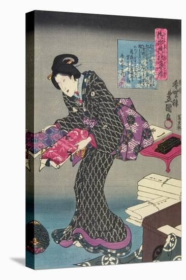 Woman Showing Fabric Samples-Utagawa Kunisada-Premier Image Canvas