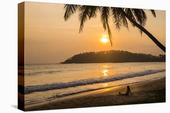 Woman Sitting on Mirissa Beach Watching the Sun Set-Matthew Williams-Ellis-Premier Image Canvas