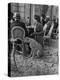 Woman Sitting with Her Pet Ocelot Having Tea at Bois de Boulogne Cafe-Alfred Eisenstaedt-Premier Image Canvas