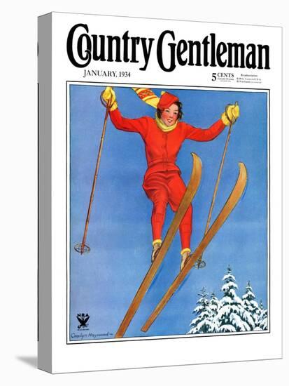 "Woman Ski Jumper," Country Gentleman Cover, January 1, 1934-Carolyn Haywood-Premier Image Canvas