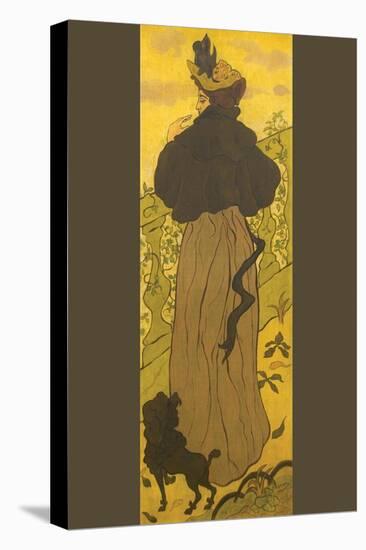 Woman Standing Beside Railing with Poodle-Paul Ranson-Stretched Canvas