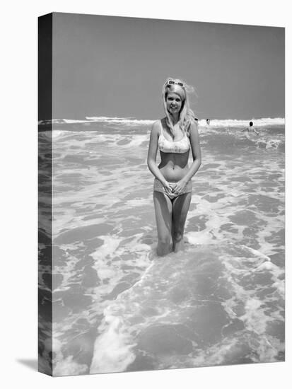 Woman Standing in Ocean Surf-Philip Gendreau-Premier Image Canvas