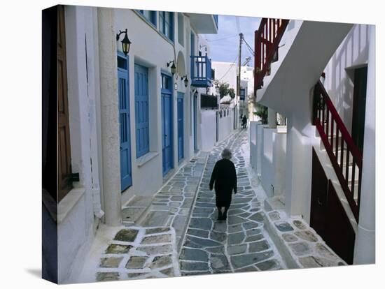 Woman Walking Down an Alley, Mykonos Town, Mykonos, Greece-Doug Pearson-Premier Image Canvas