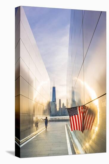 Woman walking through the Empty skies 9/11 memorial in Liberty state park, New York, USA-Jordan Banks-Premier Image Canvas