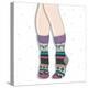 Woman Wearing A Pair Of Wool Socks. Cute Winter Background-cherry blossom girl-Stretched Canvas