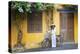 Woman Wearing Ao Dai Dress with Bicycle, Hoi An, Quang Ham, Vietnam-Ian Trower-Premier Image Canvas