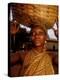 Woman Wearing Gold Fabric Dress and Carrying Basket, Kabile, Brong-Ahafo Region, Ghana-Alison Jones-Premier Image Canvas
