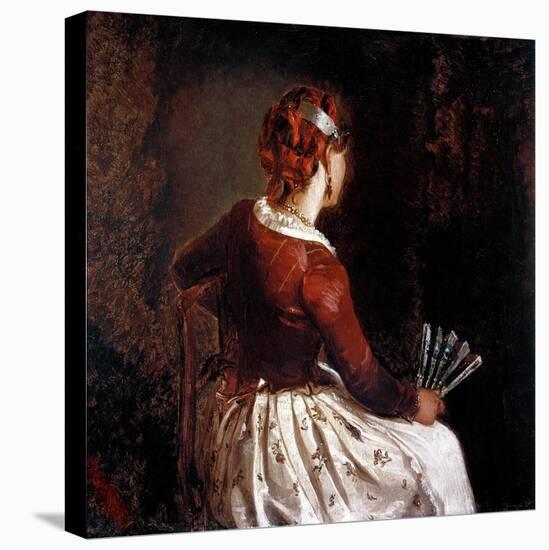 Woman with a Fan, 19Th Century (Painting)-Filippo Palizzi-Premier Image Canvas