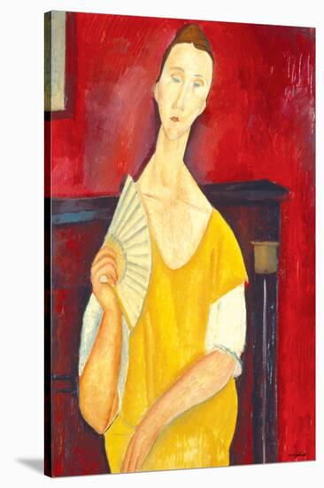 Woman with a Fan-Amedeo Modigliani-Stretched Canvas