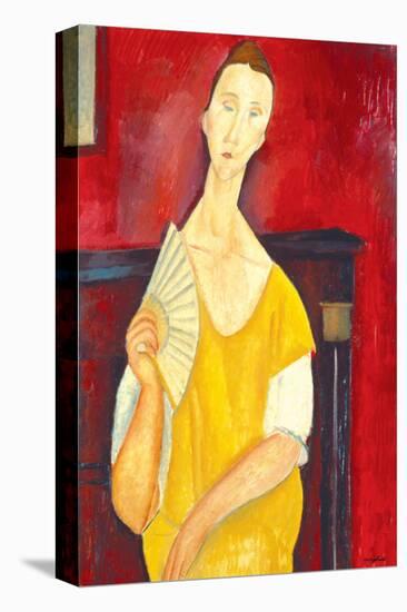 Woman with a Fan-Amedeo Modigliani-Stretched Canvas