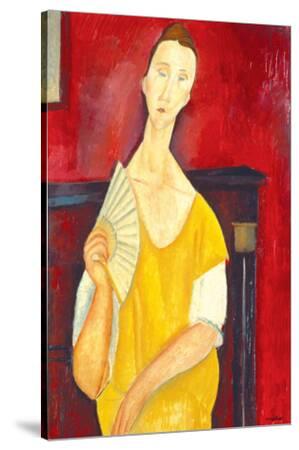 'Woman with a Fan' Stretched Canvas Print - Amedeo Modigliani | Art.com