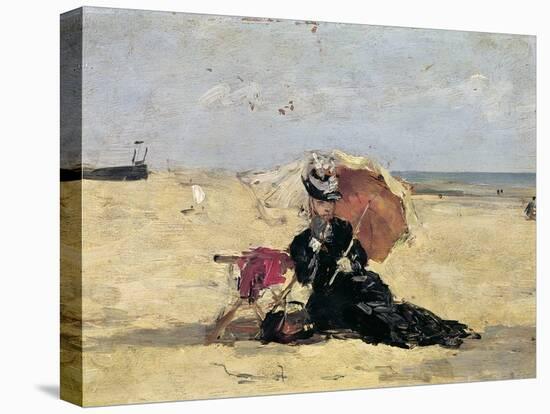 Woman with a Parasol on the Beach, 1880-Eug?ne Boudin-Premier Image Canvas