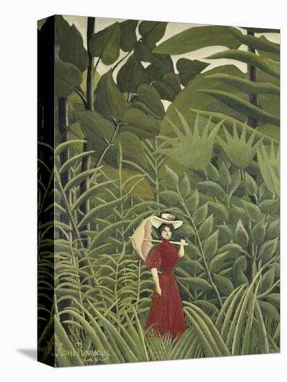 Woman with an Umbrella in an Exotic Forest-Henri Rousseau-Premier Image Canvas