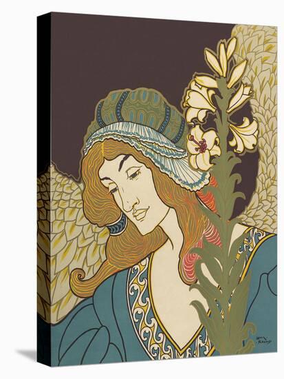 Woman with Lilies-Louis Rhead-Stretched Canvas