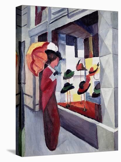 Woman with Parasol in Front of a Hat Shop, 1914-Auguste Macke-Premier Image Canvas
