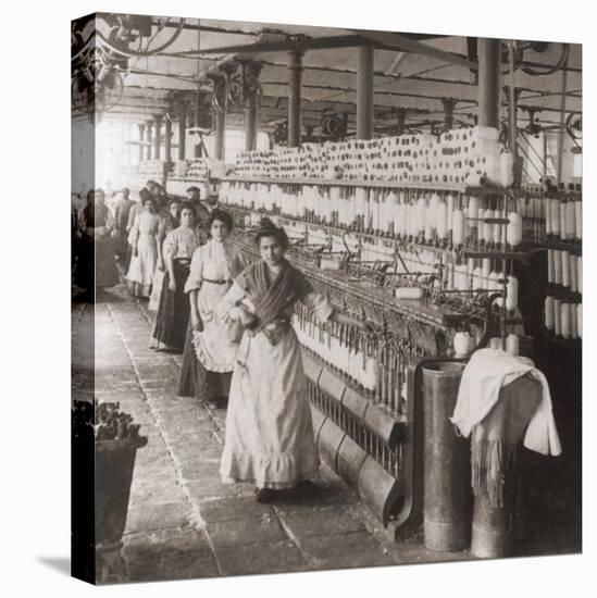 Women and Girls Working in the Spooling Room of a Cotton Mill in Malaga, Spain. 1898-null-Stretched Canvas