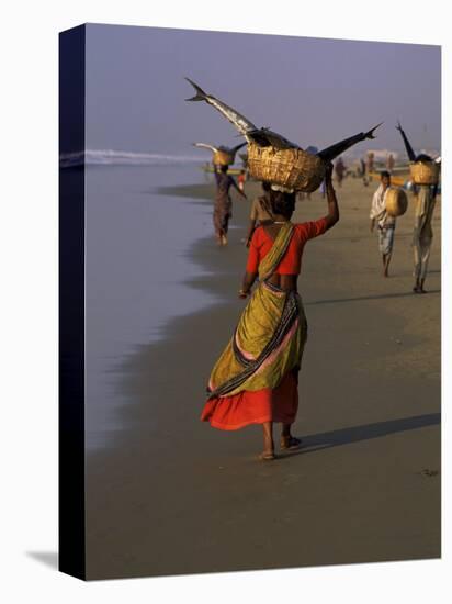 Women Carrying Fish Catch to the Market of Fishing Village, Puri, Orissa State, India-Jeremy Bright-Premier Image Canvas