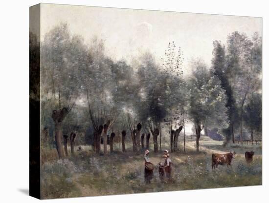 Women in a Field of Willows, 1860-65-Jean-Baptiste-Camille Corot-Premier Image Canvas