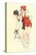 Women in Bathing Costumes with Terrier-null-Stretched Canvas