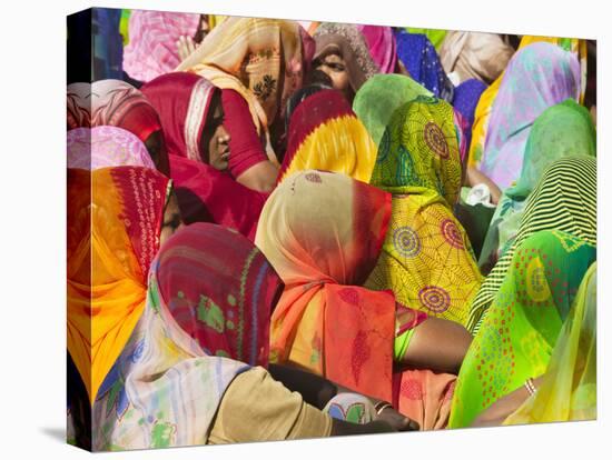 Women in Colorful Saris Gather Together, Jhalawar, Rajasthan, India-Keren Su-Premier Image Canvas