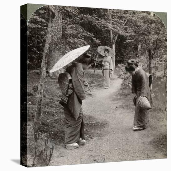 Women in the Kinkaku-Ji Temple Garden, Kyoto, Japan, 1904-Underwood & Underwood-Premier Image Canvas