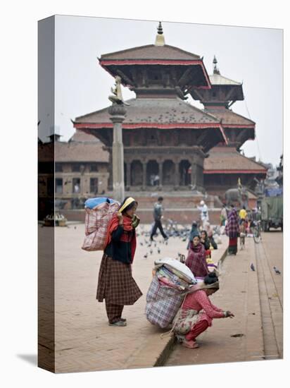 Women Loading Up, Using Dokos to Carry Loads, in Durbar Square, Patan, Kathmandu Valley, Nepal-Don Smith-Premier Image Canvas