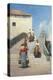 Women on a Bridge in Venice-Vincenzo Cabianca-Stretched Canvas