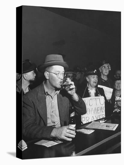 Women's Christian Temperance Union Members Raiding Local Bar Carrying Signs-Peter Stackpole-Premier Image Canvas