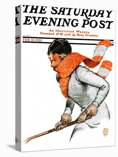 "Women's Ice Hockey," Saturday Evening Post Cover, February 21, 1925-James Calvert Smith-Premier Image Canvas