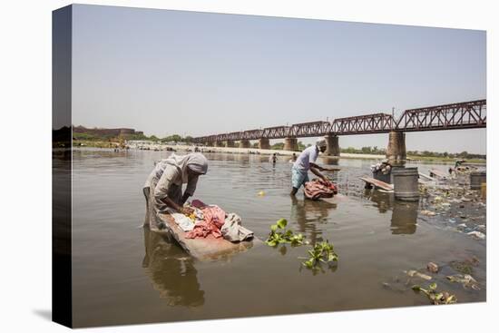 Women Wash Clothes in the Polluted Water of the Yamuna River-Roberto Moiola-Premier Image Canvas