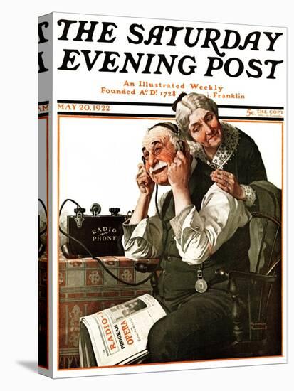 "Wonders of Radio" or "Listen, Ma!" Saturday Evening Post Cover, May 20,1922-Norman Rockwell-Premier Image Canvas