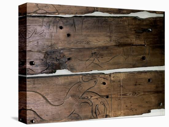 Wood panel depicting Odin being swallowed by Fenrir, Holar, Skagafiord, Iceland, 11th century-Werner Forman-Premier Image Canvas