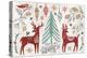 Woodcut Christmas I Color-Daphne Brissonnet-Stretched Canvas