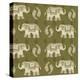 Woodcut Elephant Patterns-Daphne Brissonnet-Stretched Canvas