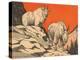 Woodcut of Mountain Goats-null-Stretched Canvas