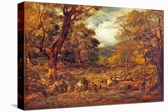 Woodcutters in a Forest Valley, 1850 (Oil on Canvas)-John Linnell-Premier Image Canvas