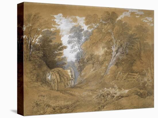 Wooded Landscape with a Peasant Boy Asleep in a Cart (Watercolour and Bodycolour over Faint Indicat-Thomas Gainsborough-Premier Image Canvas