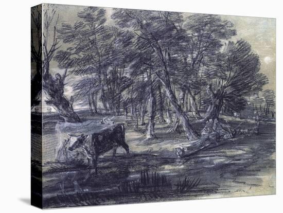 Wooded Landscape with Figures and Cattle at a Pool, C.1778-Thomas Gainsborough-Premier Image Canvas