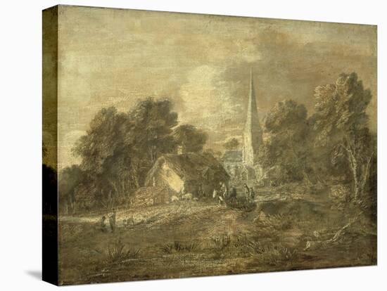 Wooded Landscape with Village Scene, Early 1770-72-Thomas Gainsborough-Premier Image Canvas