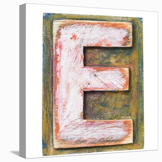 Wooden Alphabet Block, Letter E-donatas1205-Stretched Canvas
