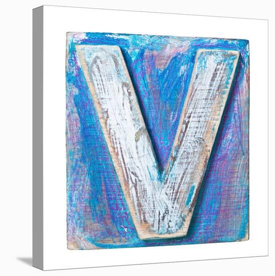 Wooden Alphabet Block, Letter V-donatas1205-Stretched Canvas