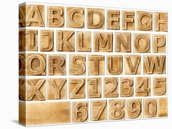 Wooden Alphabet Blocks With Letters And Numbers-donatas1205-Stretched Canvas