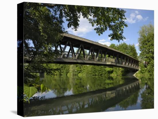 Wooden Bridge at Wolfrathausen, Near Munich, Bavaria, Germany, Europe-Gary Cook-Premier Image Canvas