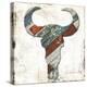 Wooden Bull Head-Jace Grey-Stretched Canvas