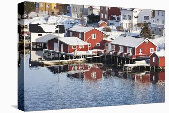 Wooden Cabins at the Waters Edge in the Town of Raine in the Lofoten Islands, Arctic, Norway-David Clapp-Premier Image Canvas