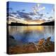 Wooden Chair on Beach of Relaxing Lake at Sunset in Algonquin Park, Canada-elenathewise-Premier Image Canvas