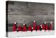 Wooden Christmas Background with Red Santa Hats for a Festive Frame or Card.-Imagesbavaria-Premier Image Canvas