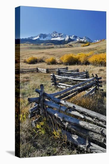 Wooden fence, Wilson Mesa near Telluride during Autumn, San Juan Mountains, Colorado.-Darrell Gulin-Premier Image Canvas
