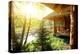 Wooden House and Pond-givaga-Premier Image Canvas